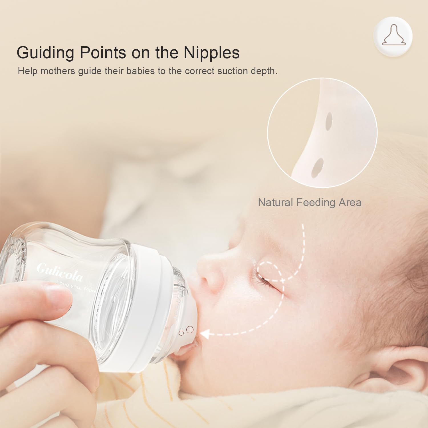 Gulicola Natural Glass Baby Bottle 4 Pack, Newborn Breastfeeding Bottles Set, Extra Slow Flow Nipples (SS), Anti Colic, 0 Months+, 5 oz - Pink