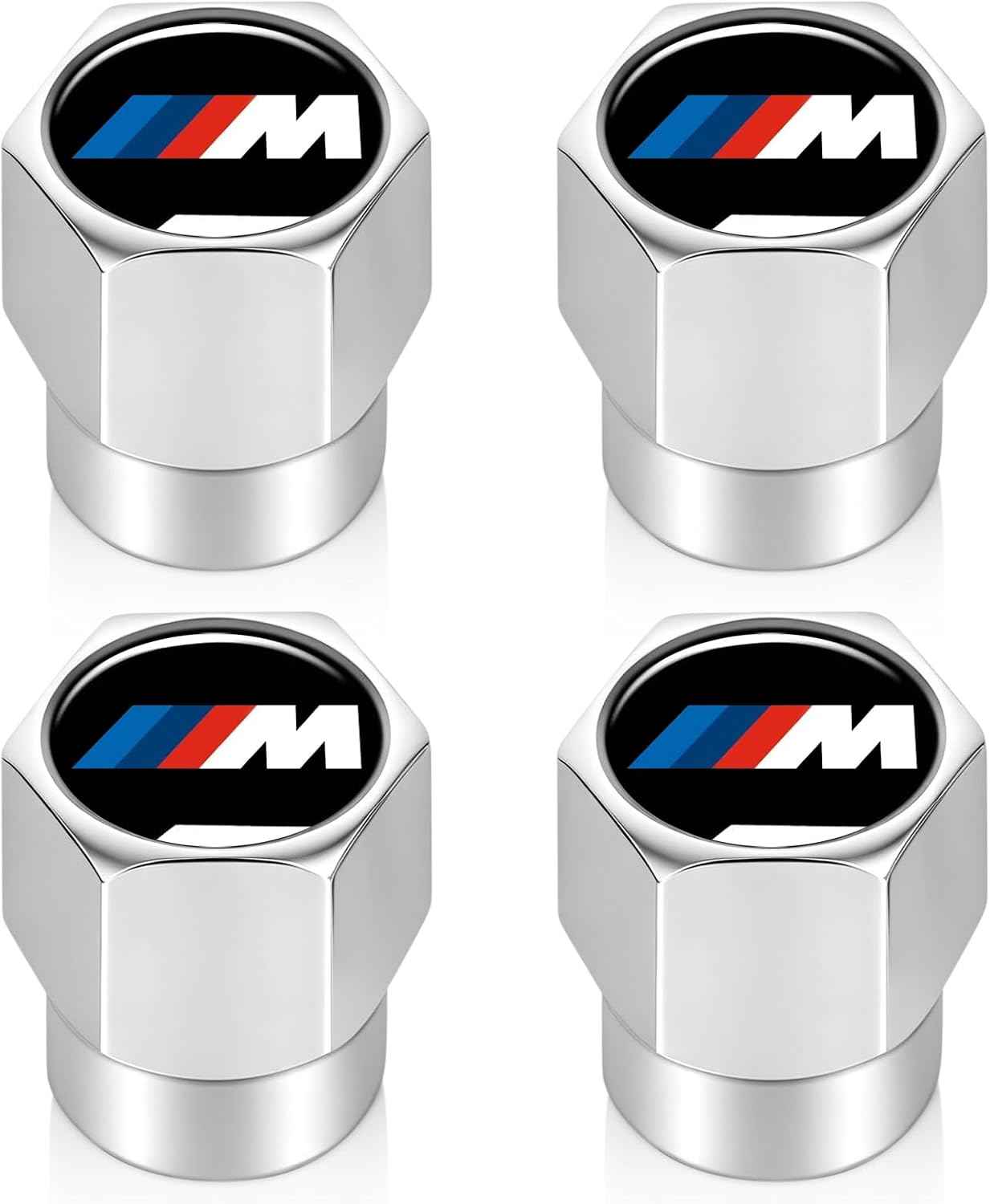 Tire Valve Stem Cap for BMW M Metal Tire Stem Cover with Belt O-Ring Air caps Sports Accessories 4 Pack