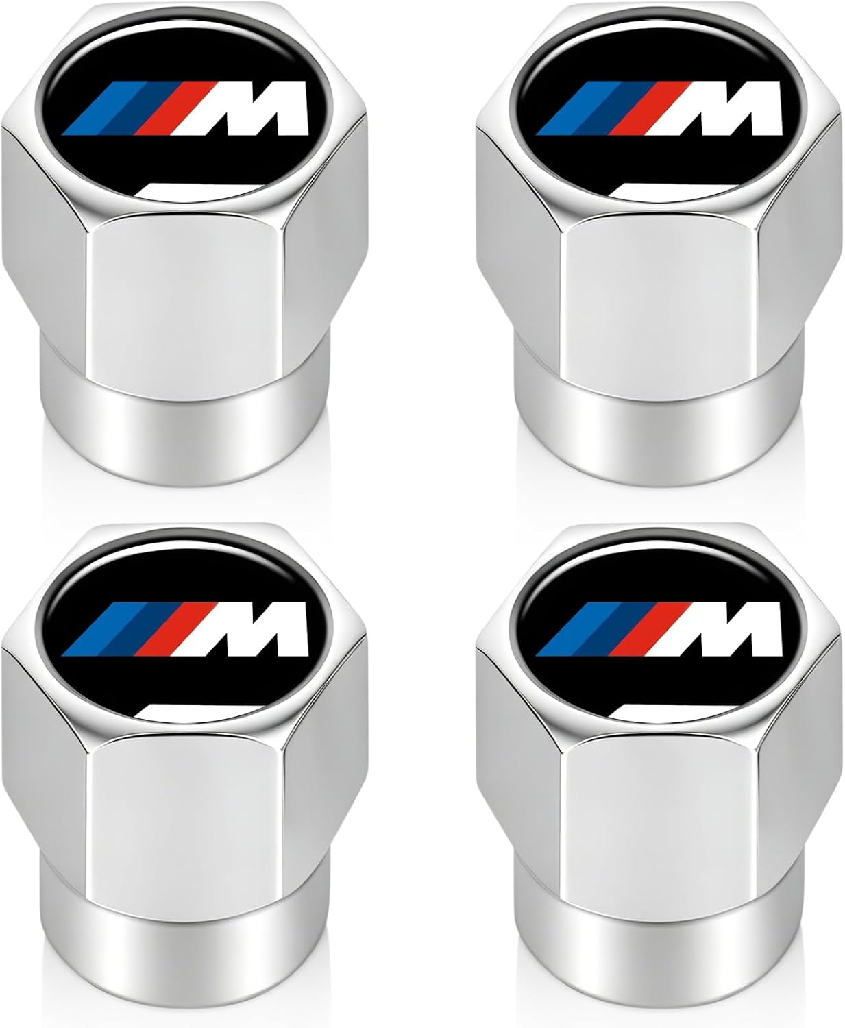 Tire Valve Stem Caps Cover for BMW M M2 M3 M4 Metal Wheel Air caps Auto Valve Stem Caps Accessories 4 Pack Silver