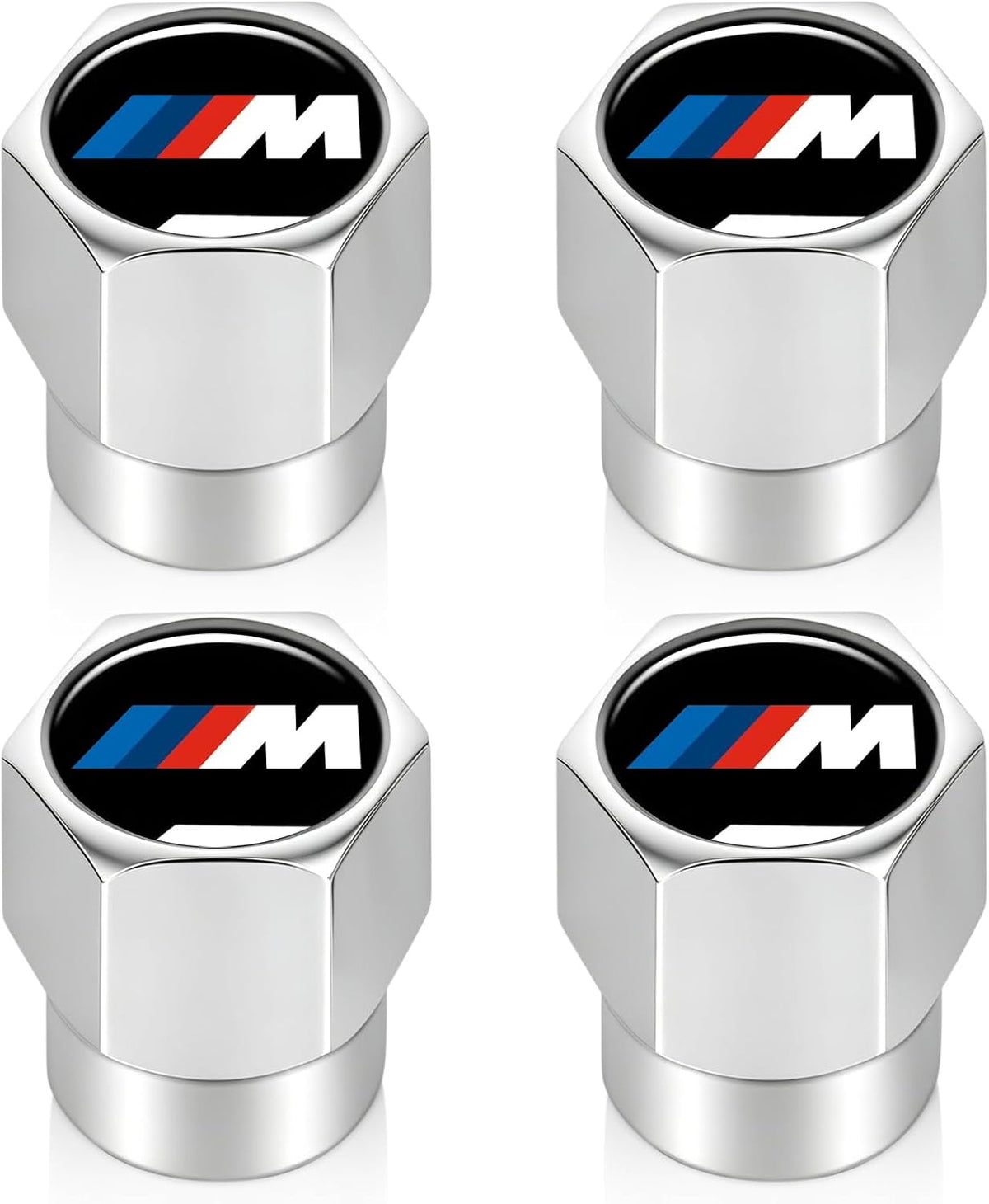 Tire Valve Stem Caps Cover for BMW M M2 M3 M4 Metal Wheel Air caps Auto Valve Stem Caps Accessories 4 Pack Silver