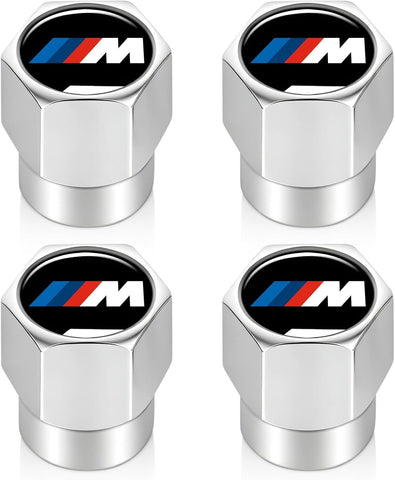 Tire Valve Stem Caps Cover for BMW M M2 M3 M4 Metal Wheel Air caps Auto Valve Stem Caps Accessories 4 Pack Silver