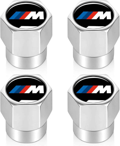 Tire Valve Stem Cap for BMW M Metal Tire Stem Cover with Belt O-Ring Air caps Sports Accessories 4 Pack