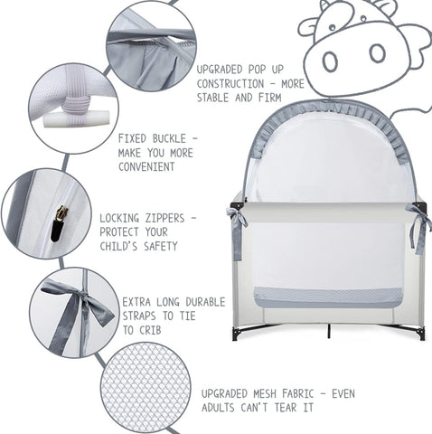 L RUNNZER Pack N Play Tent, Baby Pop Up Crib Tent to Keep Baby in