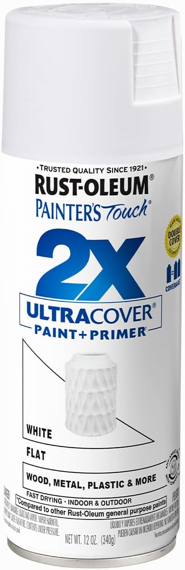 Rust-Oleum 249126-6PK Painter's Touch 2X Ultra Cover Spray Paint, 12 oz, Flat White, 6 Pack