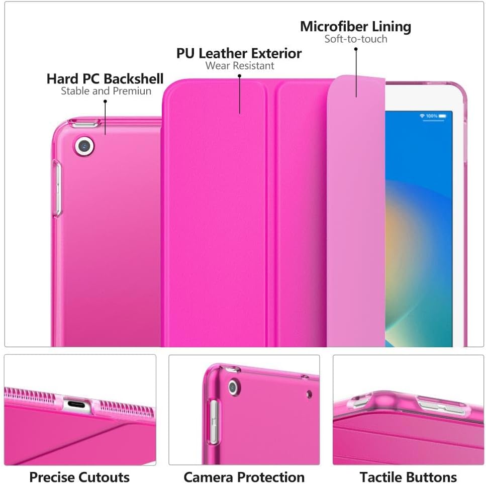Moko Smart Case for iPad 9th/ 8th/ 7th Generation Case 10.2 Inch,Pitaya Red