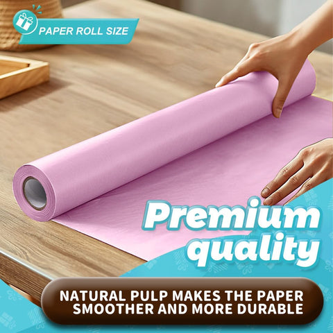 PerkHomy Light Pink Kraft Paper Roll 17.5" x 760" (63') for Gift Wrapping Bouquet Flower Art Painting Craft Writing Packaging Shipping 80GSM 55LB (Light Pink, 17.5" x 63')