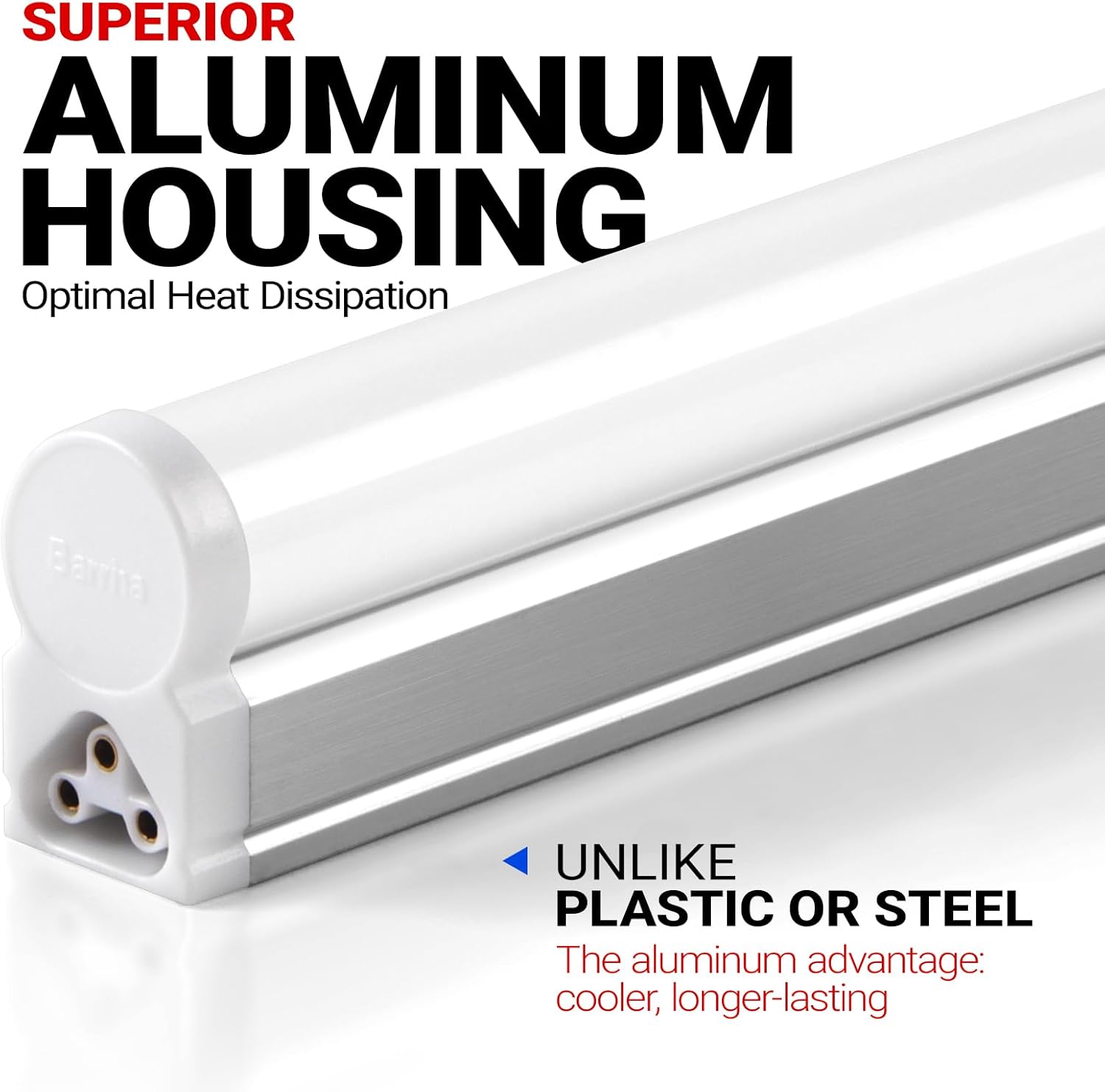 Barrina LED T5 Integrated Single Fixture, 4FT, 2200lm, 6500K 20W, 6 Packs