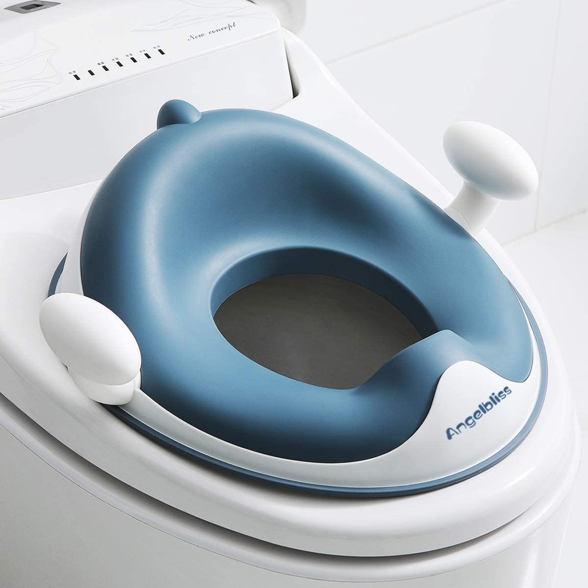 ANGELBLISS Potty Training Toilet Seat with Cushion, Handles, Splash Guard