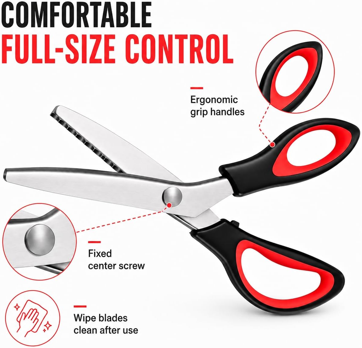 Scalloped Pinking Shears for Fabric, 7mm Decorative Edge Craft Scissors