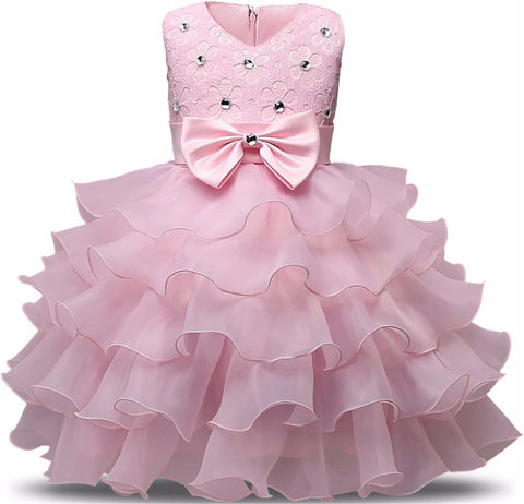 NNJXD Girl Dress Kids Ruffles Lace Party Wedding Dresses