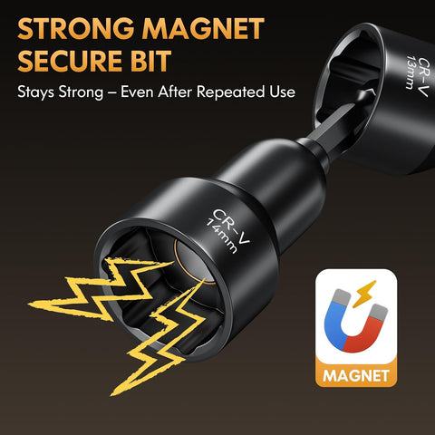 Magnetic Impact Nut Driver Set - Metric & SAE with Socket Adapters (12-Piece)