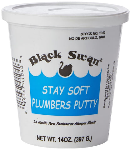 Black Swan Stay Soft Plumbers Putty, 3lbs - Crack-Resistant, Ideal for Sink Drain, Faucets & Fixtures, Stretchable Plumber Putty - White