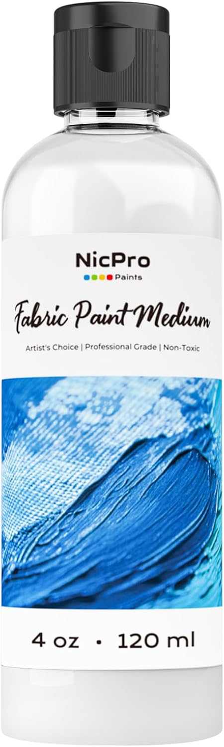 Nicpro 4oz Professional Effects Fabric Medium, Textile Medium for Clothes
