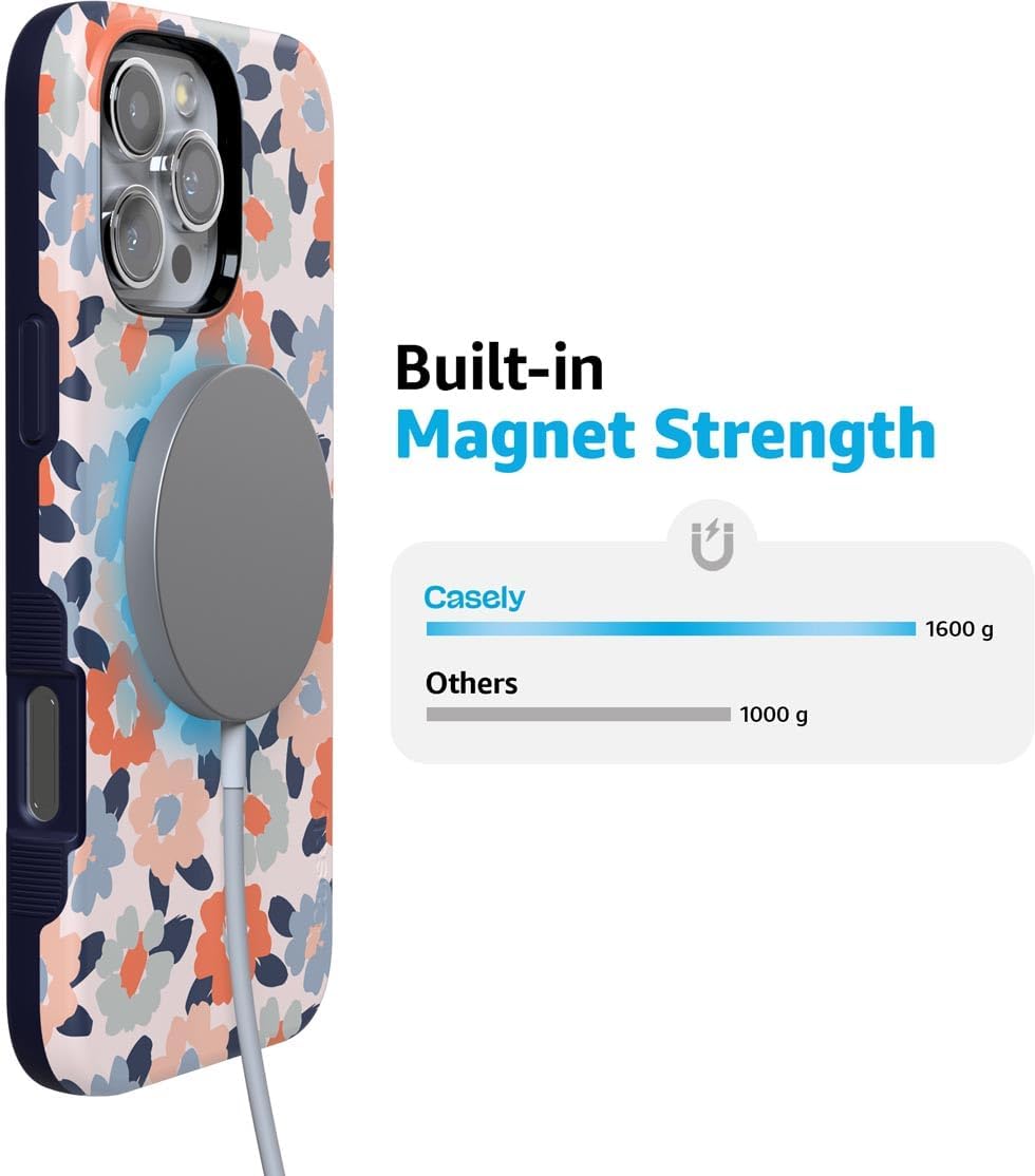 Casely iPhone 16 Pro Max Case | Field of Flowers | Pastel Floral | Bold Protective Design | Compatible with MagSafe
