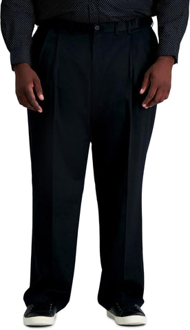 Haggar Men’s Big & Tall Classic Fit Premium No Iron Khaki Pleated Pant