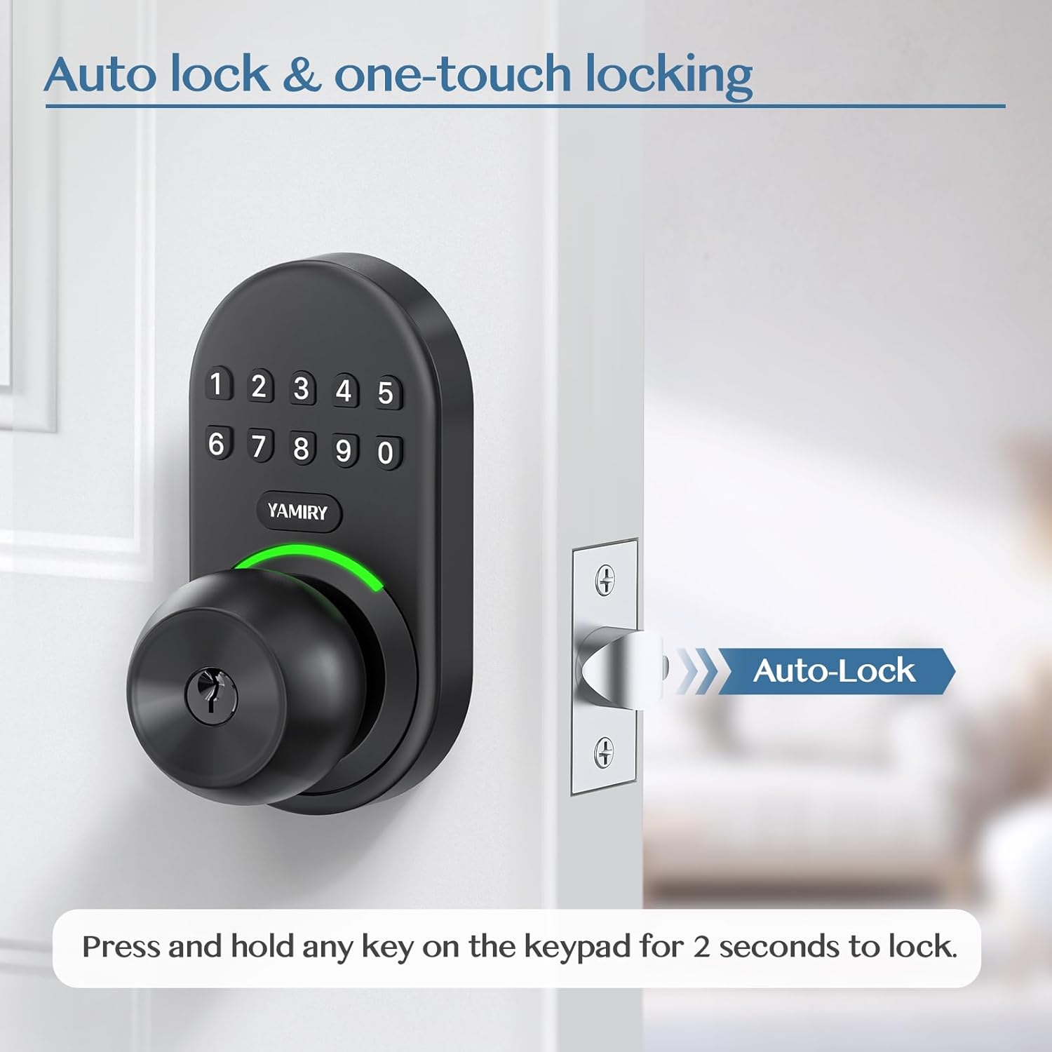 Keypad Smart Door Knob Lock, Yamiry Keyless Entry Digital Lock with Handle