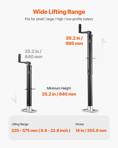 VEVOR 2000 lbs A-Frame Trailer Jack, 13-3/4 Inches Vertical Travel, Trailer Jack Stand with Handle for Horse