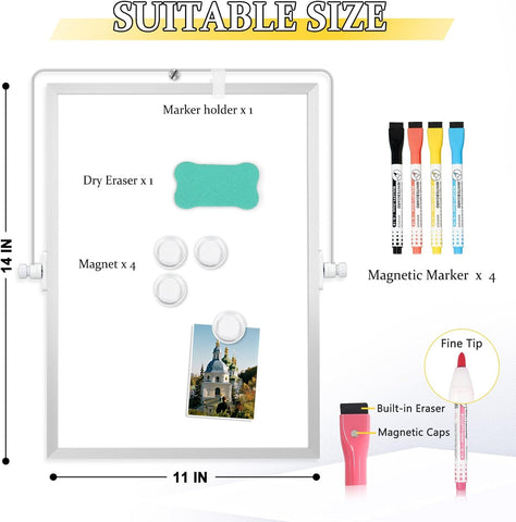 Double-Sided Magnetic White Board with Stand, 14" x 11"