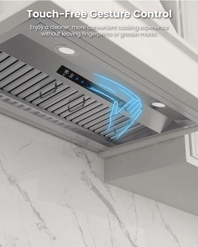 JOCO 42 Inch Range Hood Insert, 900 CFM, 4-Speed Gesture Touch Remote