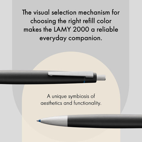 LAMY 2000 4 Color Ballpoint Pen – Multifunction Pen with Brushed Fibreglass Barrel & Stainless Steel Clip