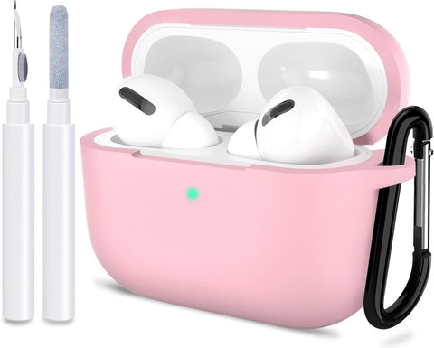 for AirPods Pro 1st/2nd Generation Case Cover, Protective Silicone Skin Accessories with Keychain for Women Men for Apple AirPods Pro 2019/2022 Charging Case,Front LED Visible-Pink