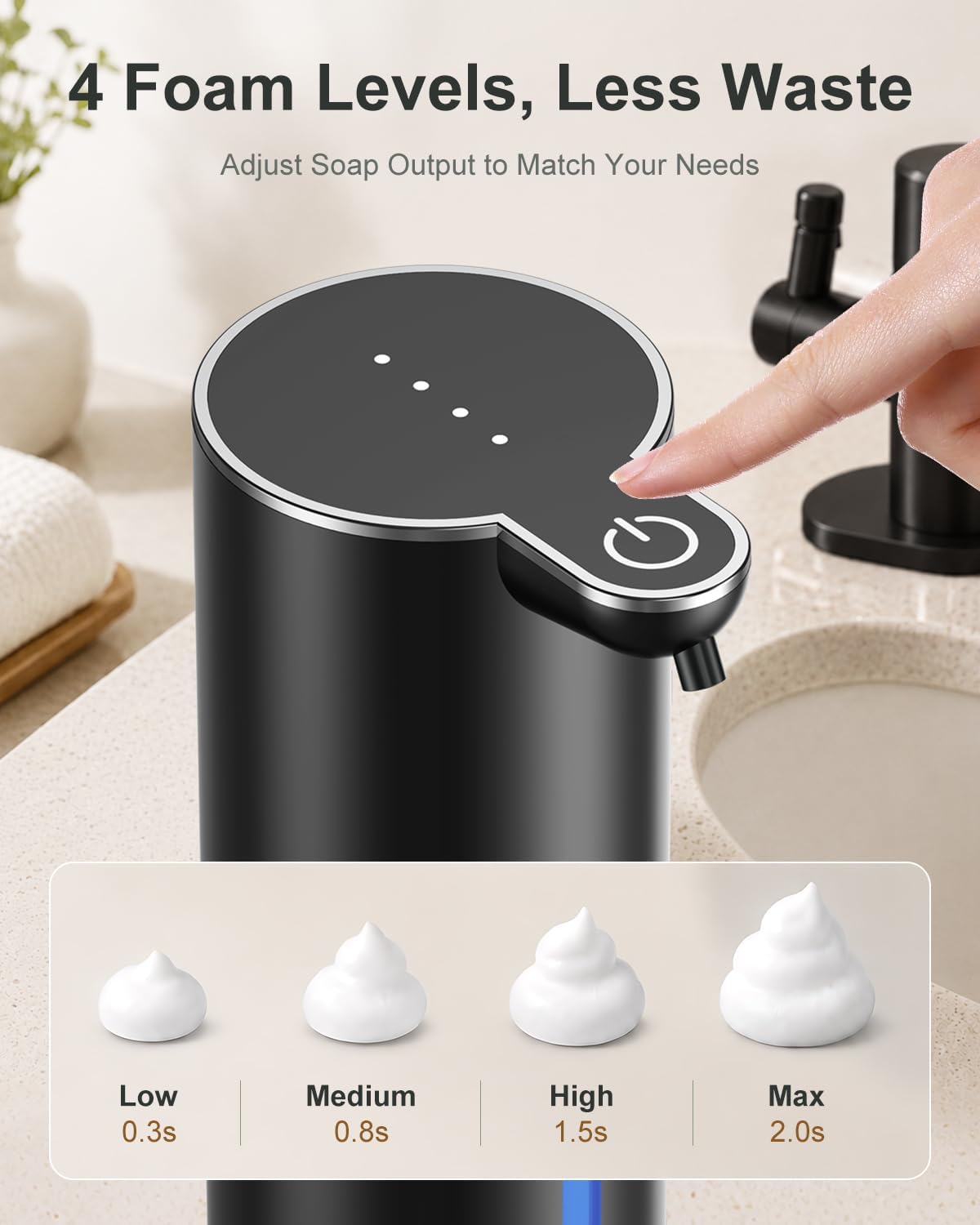 Fantictas Automatic Foaming Soap Dispenser Touchless, 4 Adjustable Levels