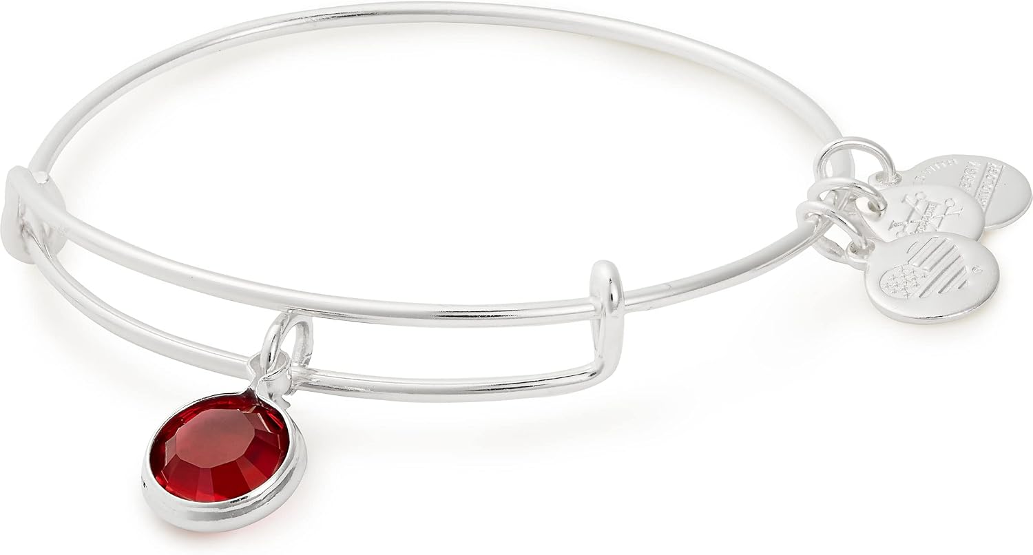 Alex and Ani Birthstones Bangle for Women, Crystal Charm for Every Month, 2 to 3.5 in