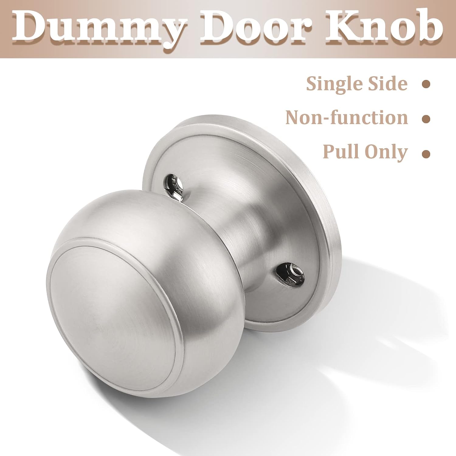 Probrico 8 Pack Classic Closet Door Knobs Dummy Door Knob, Individual Non-Turning Dummy Door Knob Single Side, Satin Nickel Interior Door Knobs