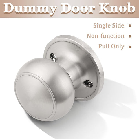 Probrico 8 Pack Classic Closet Door Knobs Dummy Door Knob, Individual Non-Turning Dummy Door Knob Single Side, Satin Nickel Interior Door Knobs