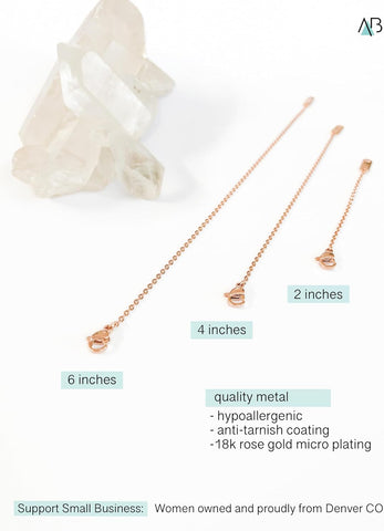 Altitude Boutique 18k Gold Plated Necklace Extenders Delicate Necklace Extender Chain Set for Women 3 Piece Set, Extensions 2", 4", 6" Inches Hypoallergenic in Gold, Rose Gold, or Silver