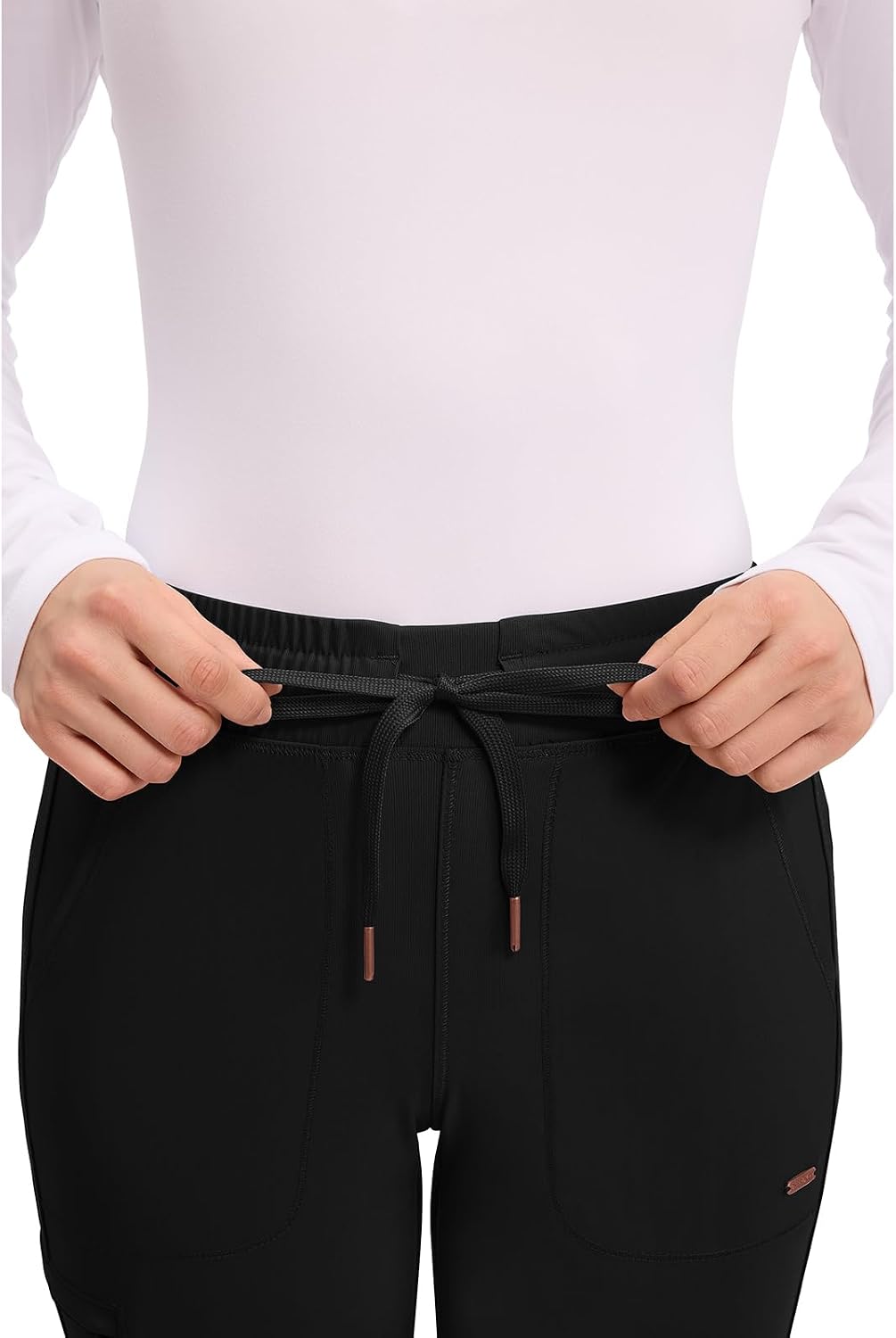 Cherokee Form Womens Mid Rise Tapered Leg Drawstring Scrub Pants 5 Pockets