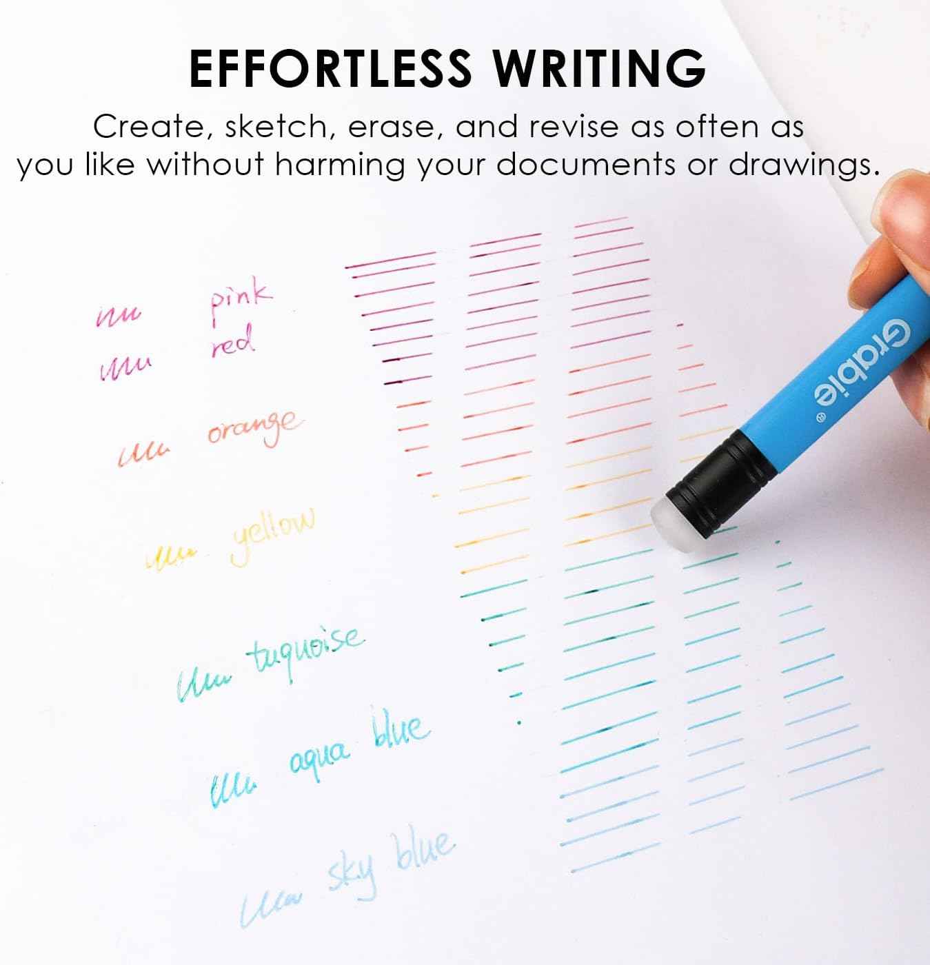 Grabie Erasable Gel Pens, 9 Color 0.7 mm Pens, Whimsical Whirls