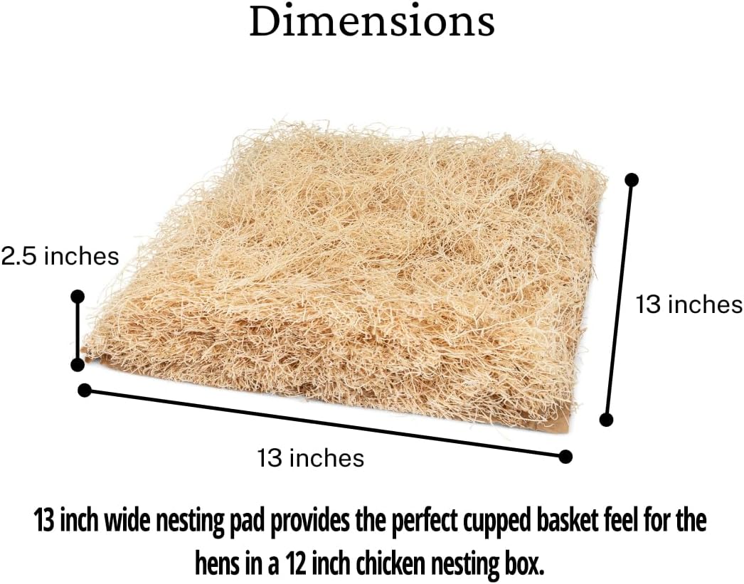 Chicken Nesting Pads for Chicken Coop Accessories - 12 Pack - USA Aspen - Professional Grade Excelsior Bedding - Easy Clean Up - Absorbs Moisture 100% Natural, Liners for Laying Hens - Fits 12x12 Box