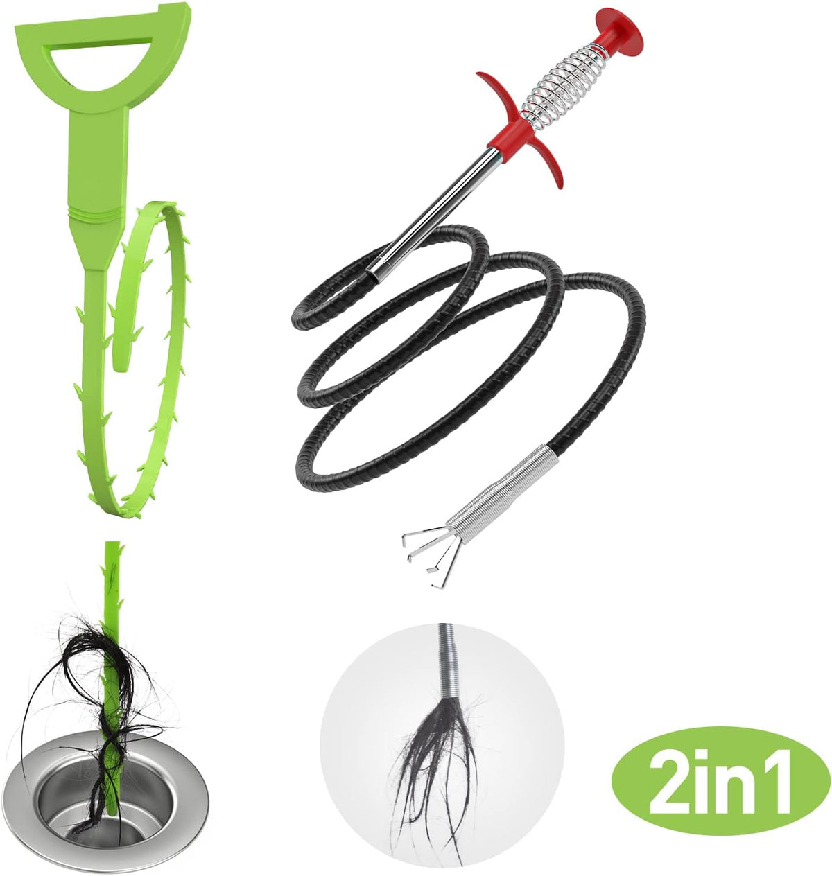 DR.PEN Flexible Grabber Claw Pick Up Reacher Tool (Drain Clog Remove Tool), With 4 Claws Bendable Hose Pickup Reaching Assist Tool for Litter Pick, Home and Kitchen Sink, Drains, Toilet (35.4 inch)