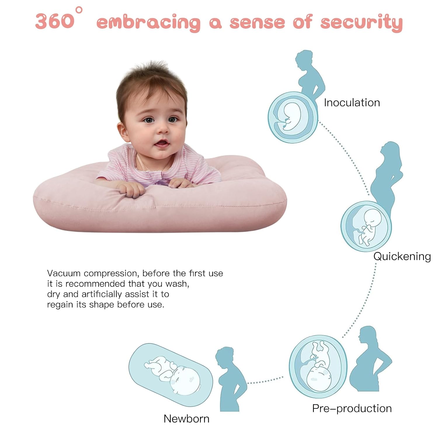 Baby Lounger for Newborn, Bionic Design Baby Lounger, Soft Organic Cotton Breathable Lounger for Infants 0-18 Months (Coral Pink)