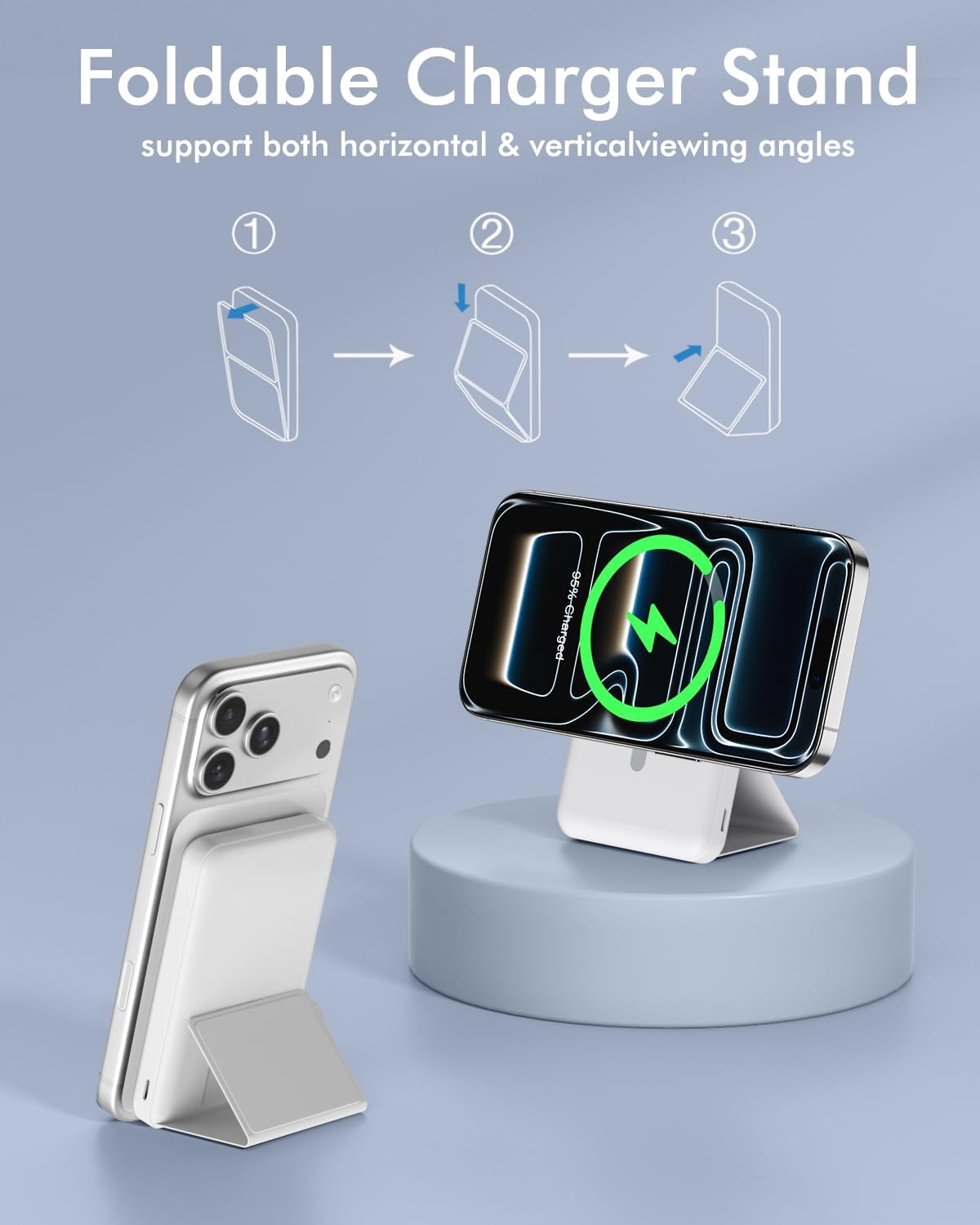 podoru for MagSafe Power Bank 10000 mAh, Foldable Magnetic Portable Charger