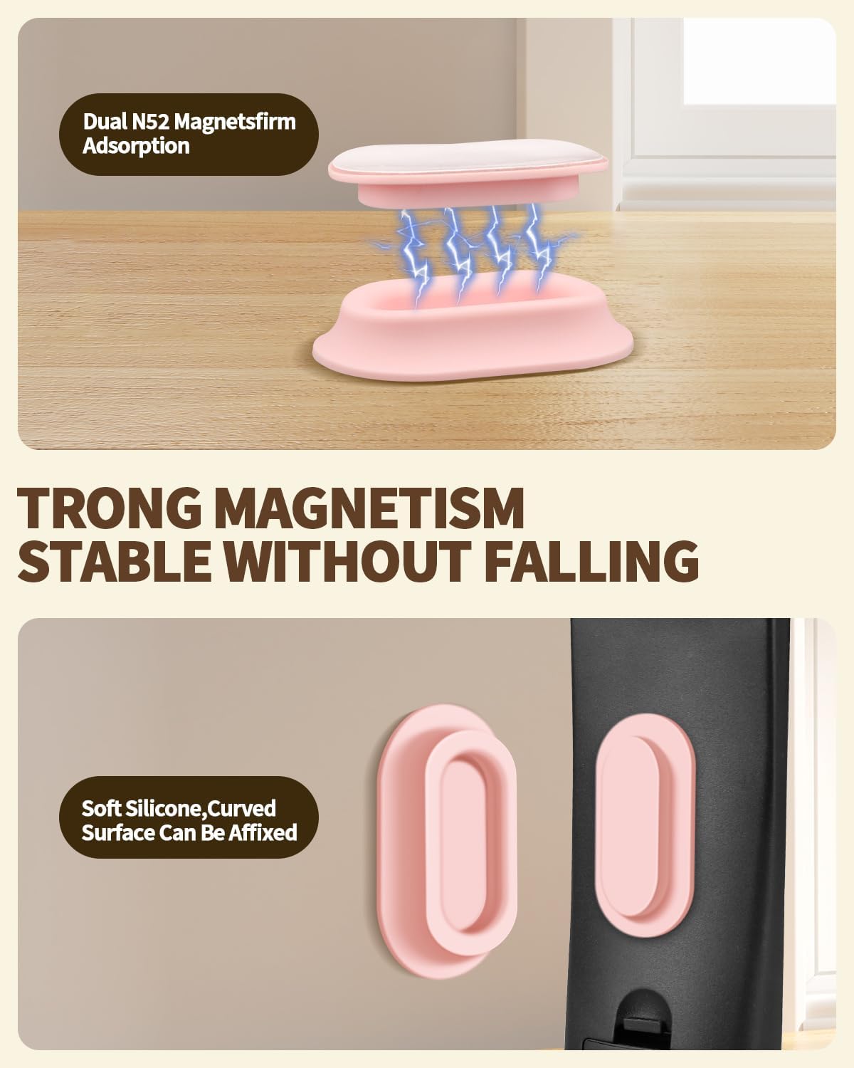 6 Pack Magnetic Remote Control Holder, Silicone, Self-Adhesive No-Drill