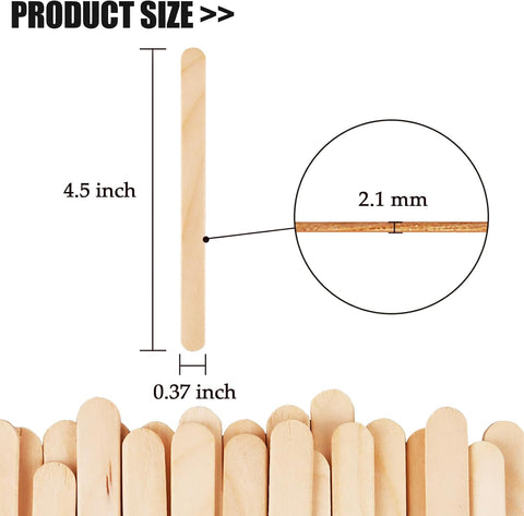 KTOJOY 200 Pcs Craft Sticks Ice Cream Sticks Natural Wood Popsicle Craft Sticks 4.5 inch Length Treat Sticks Ice Pop Sticks for DIY Crafts