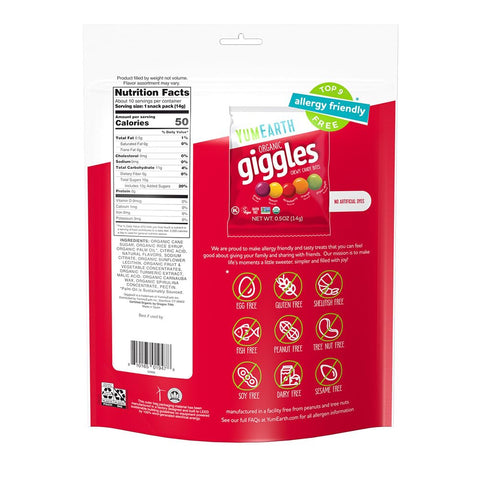 YumEarth Organic Giggles Chewy Candy, 0.5oz Snack Packs (Pack of 120)