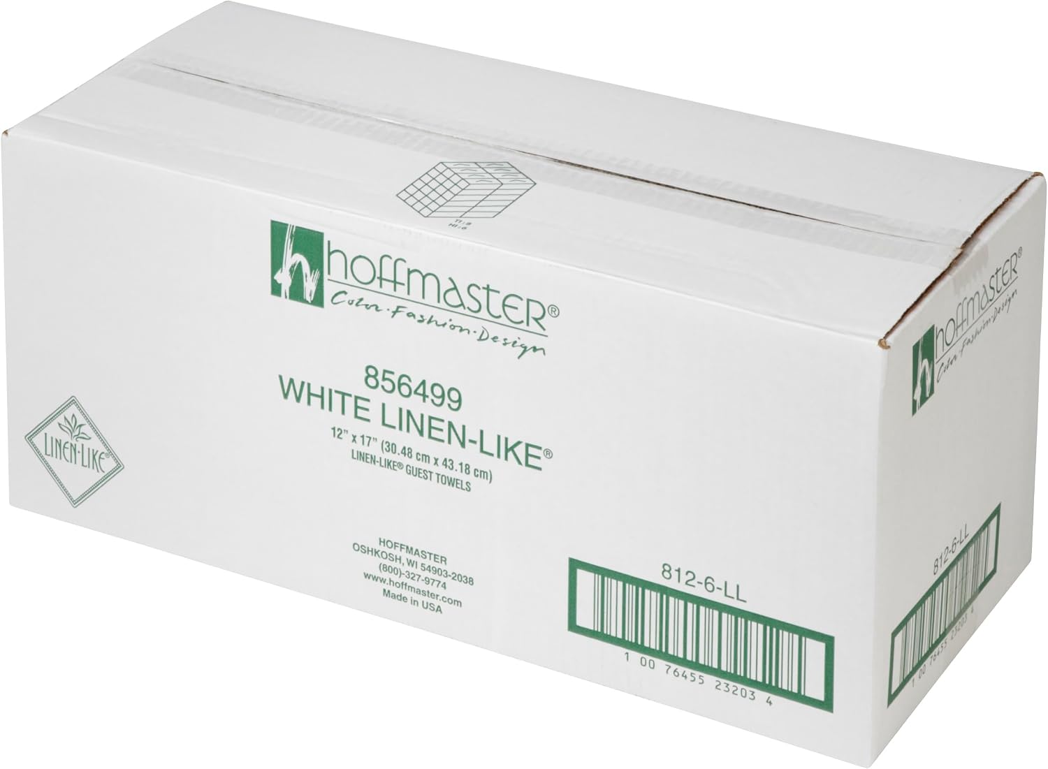 Hoffmaster 856499 Linen-Like Disposable Guest Towel, 1/6 Fold, Unfolded size 12" Width x 17" Length, Folded size 4.5" X 8.5" , White (5 Packs of 100)