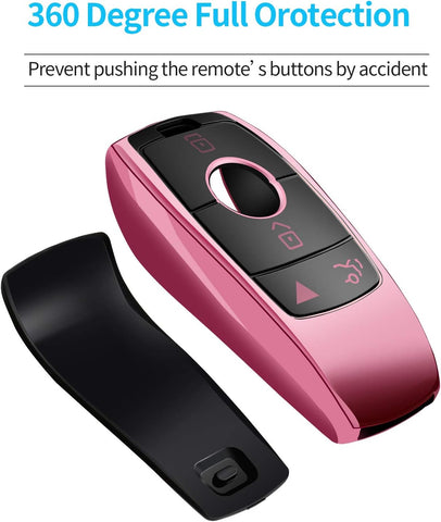 Tukellen for Mercedes Benz Key fob Cover,Special Soft TPU Key Case Protector Compatible with 2021-2026 GLE GLS GLA AMG GT,2019-2023 E-Class A-Class C-Class G-Class CLS 2018-2021 S-Class-Pink