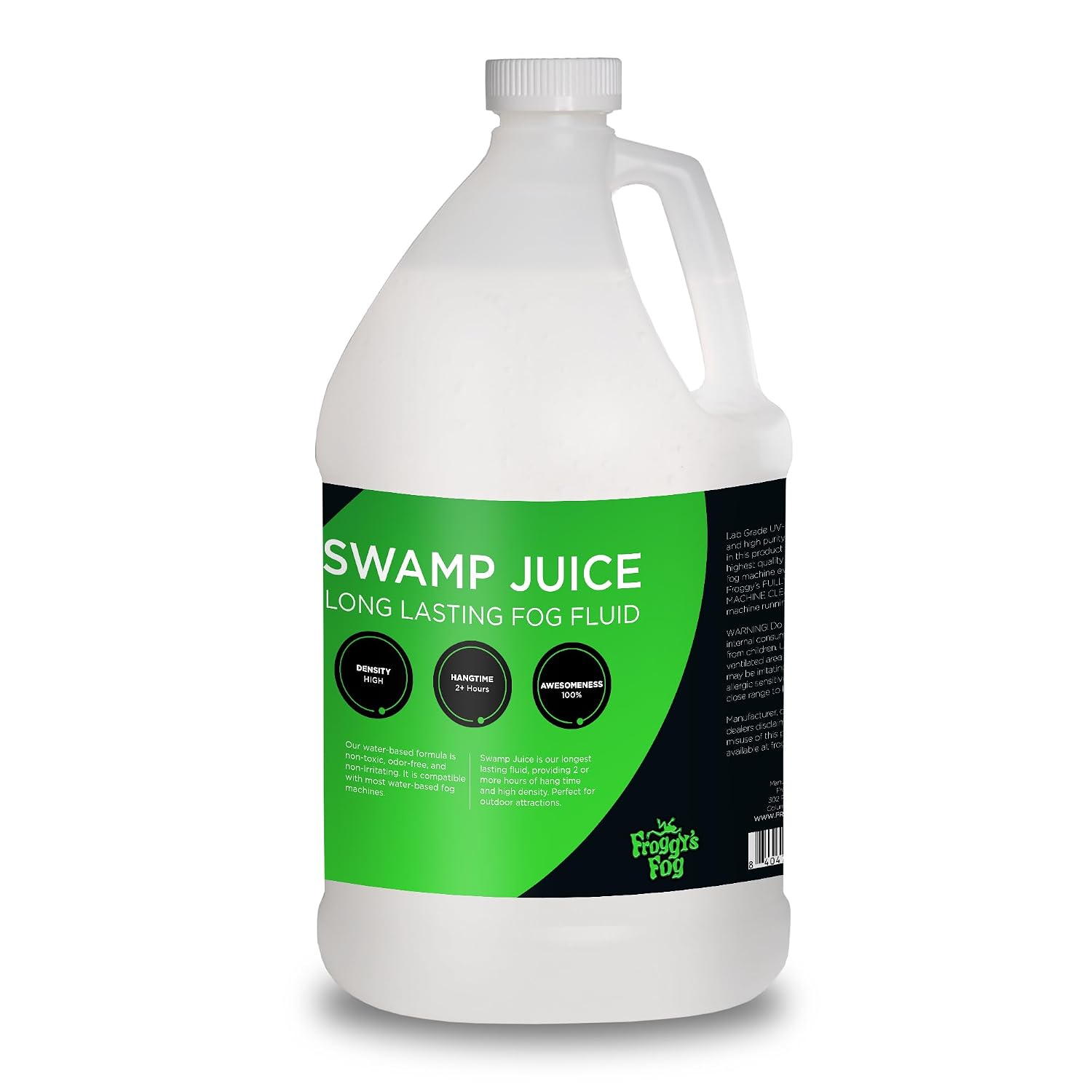 Froggys Fog - Swamp Juice - Ridiculously Long Lasting Fog Fluid - 2-3 Hour Hand Time - 2.5 Gallon Square - For Professional and Home Haunters, Theatrical Effects, DJs
