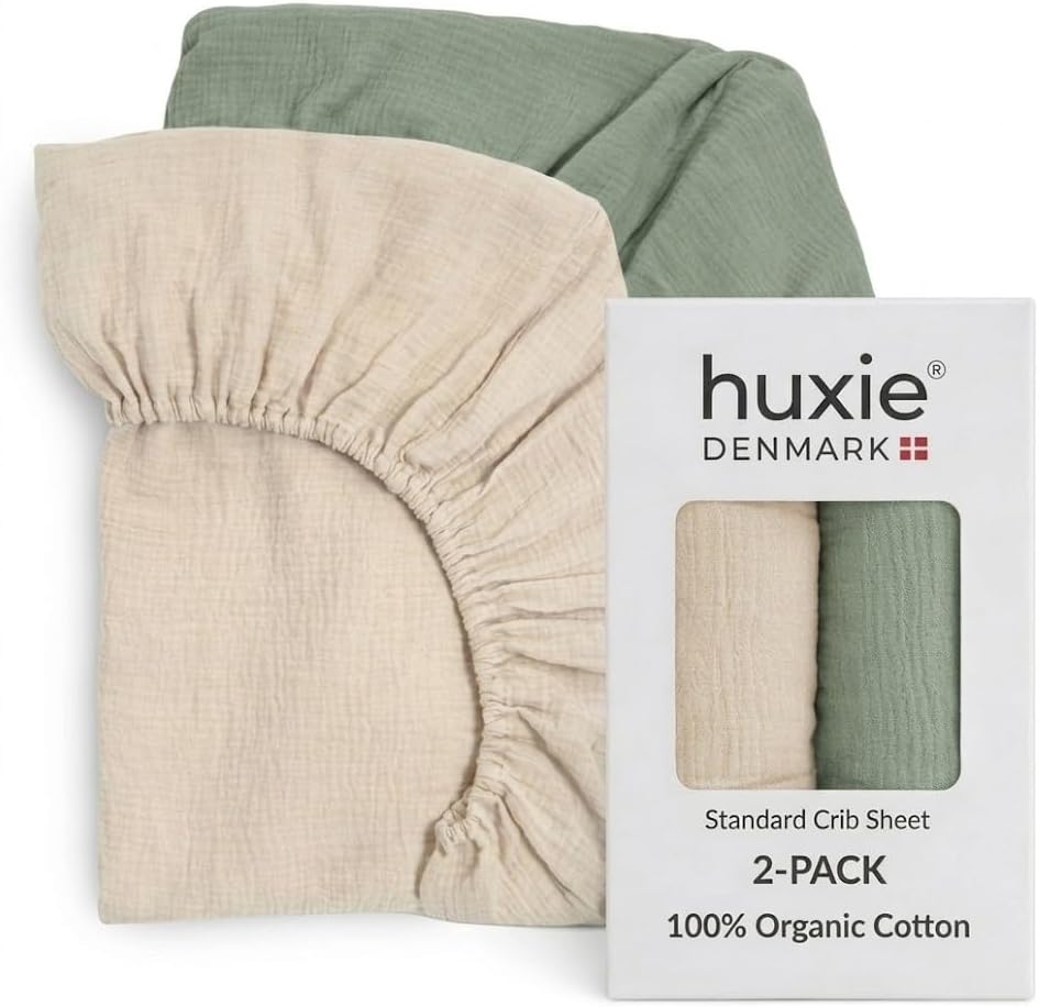 Crib Sheets, 100% Organic Cotton Muslin, 28"x52" Standard 2-Pack