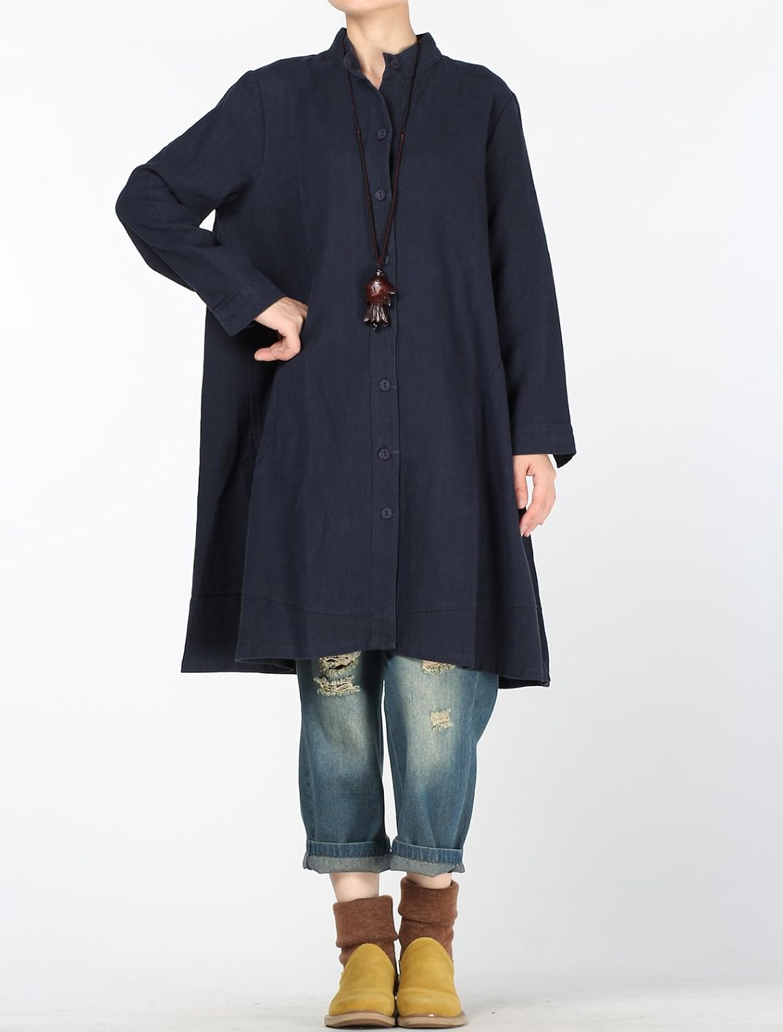 Minibee Women's Button Down Shirts Cotton Linen Blouses Jacket