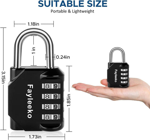 Fayleeko Combination Lock, 4 Digit Padlock for School Gym Sports Locker, Fence, Toolbox, Case, Hasp Cabinet Storage (2 Pack, Pink & Black)