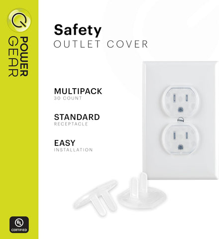 Power Gear Electrical Outlet Baby Proof Covers, 30 Pack, Clear