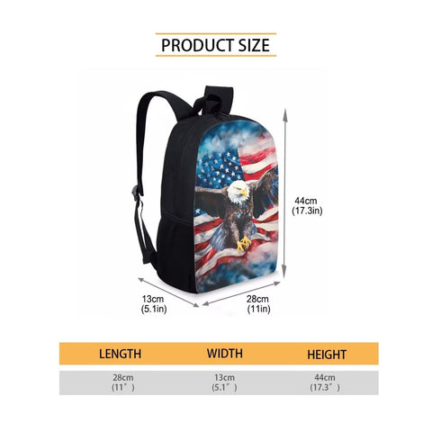 American Flag Eagle Print Backpack Kids Boys Kawaii Elementary Boys School Bag Bookbag Lightweight Daypack