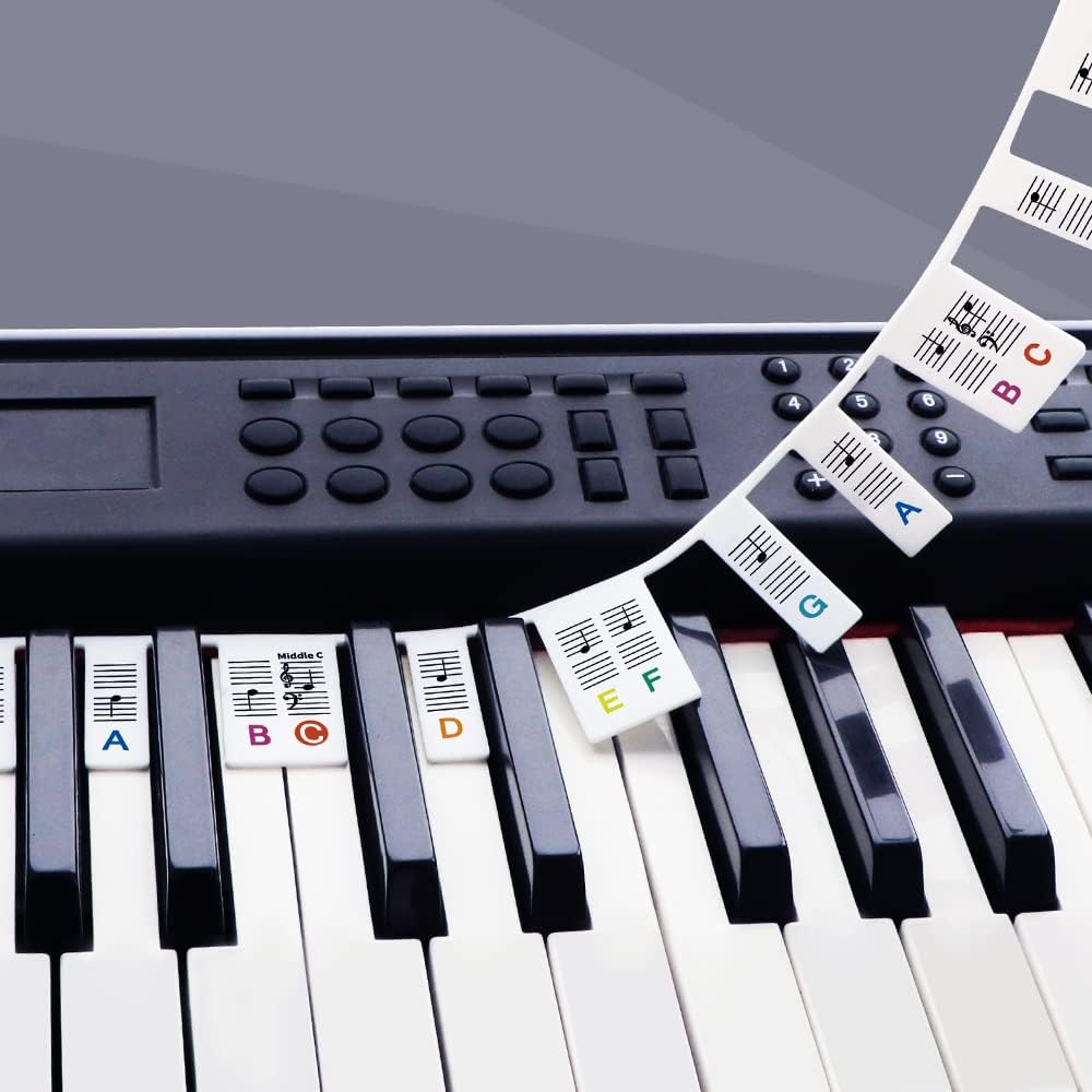Piano Keyboard Stickers, Removable Silicone Piano Notes Guide for 88 Keys