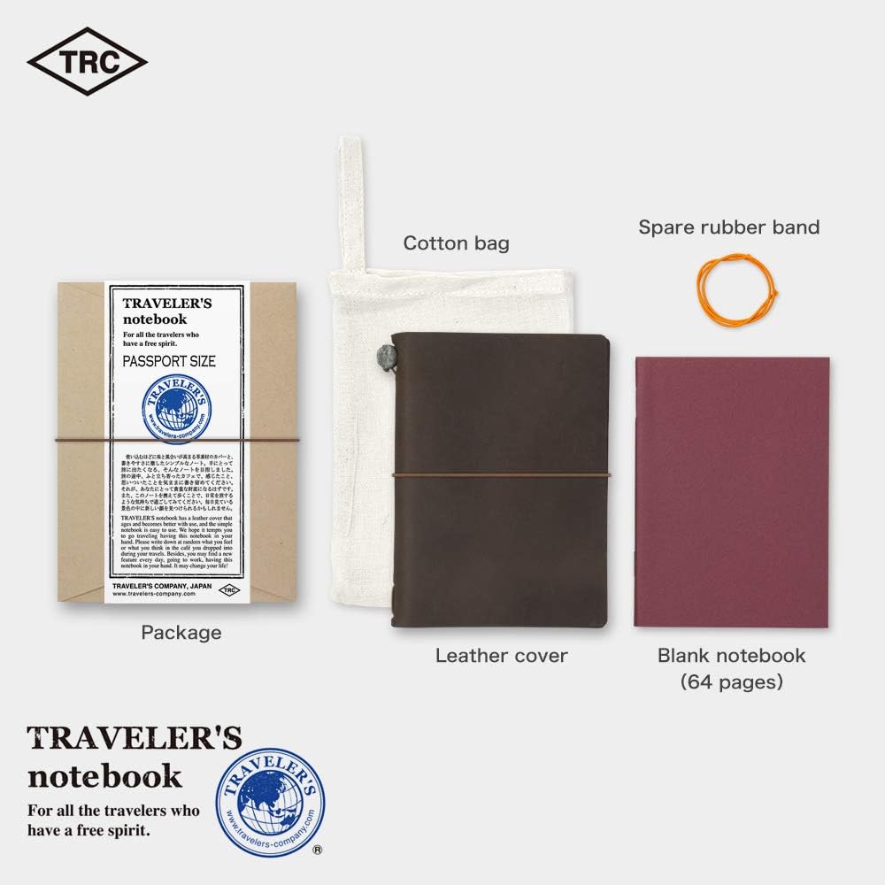 Midori Traveler's Notebook Journal Passport Size - Brown