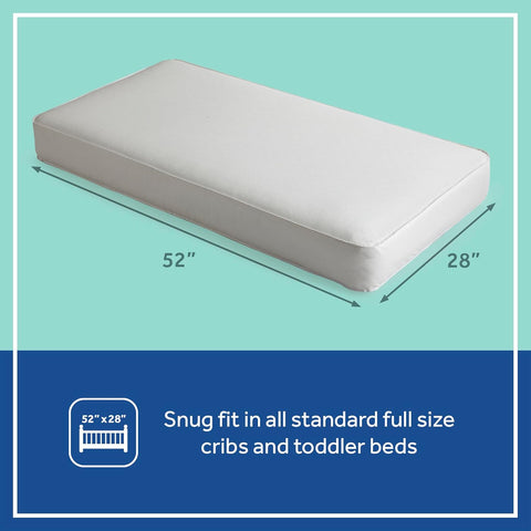 Sealy Baby Posture Perfect Breathable Crib Mattress, GREENGUARD Gold Certified, Made in USA, 2 Stage Hybrid Memory Foam & 150 Premium Coils, Toddler Bed Fit, Safety & Quality Tested, 52x28"